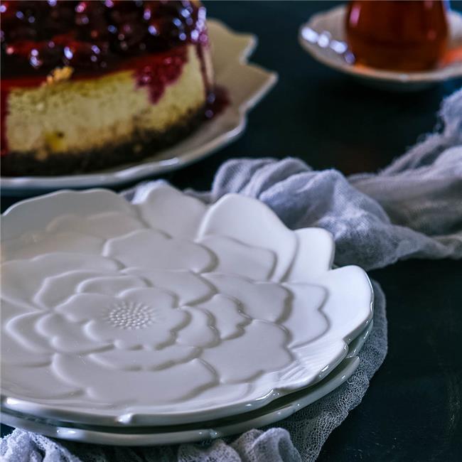 Porselen Gül 6lı Pasta Tabağı 20 cm Akayev