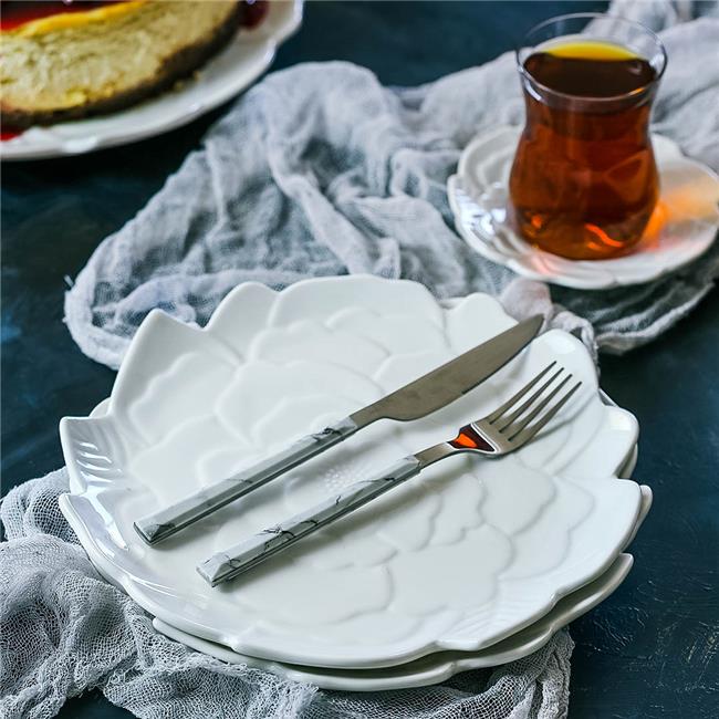 Porselen Gül 6lı Pasta Tabağı 20 cm Akayev