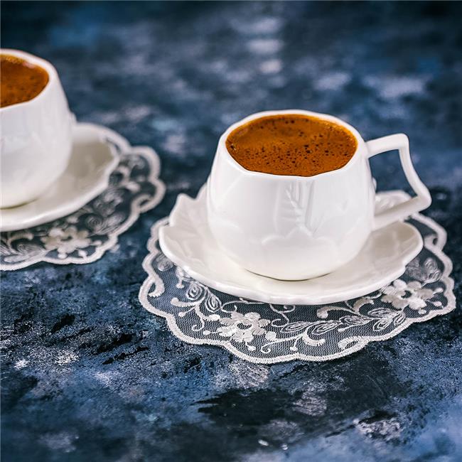 Porselen Gül 6lı Kahve Fincanı Akayev