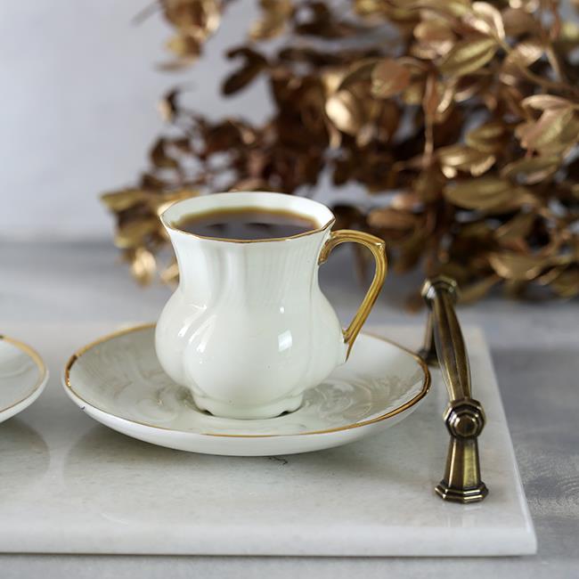 Glamour Ottoman 6�lı Porselen Altın Kahve Seti Akayev