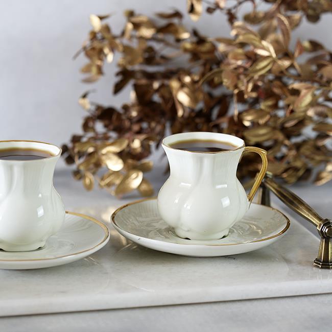 Glamour Ottoman 2�li Porselen Altın Kahve Seti Akayev