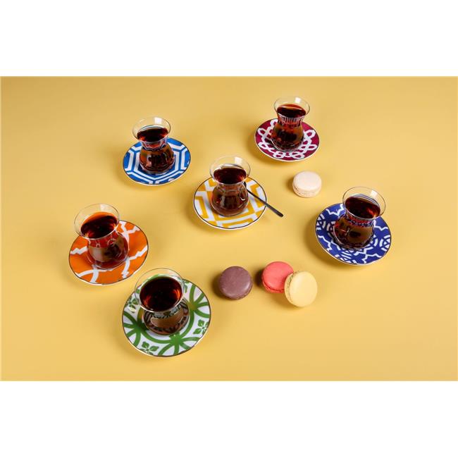 Porland Morocco Karışık Renk Çay Bardak Takımı 12 Parça Akayev