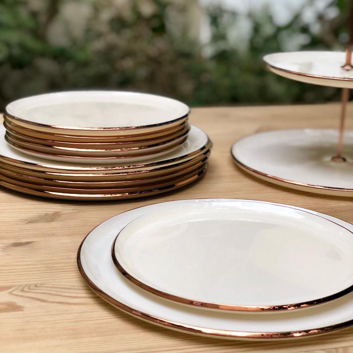 Glore Krem Rose Gold 6�Lı Pasta Tabak Seti AKAYEV