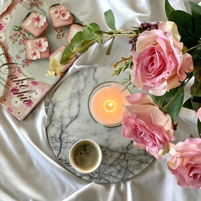 Akayev Mermer 30 Cm Leylak Yuvarlak Sunum Tabağı