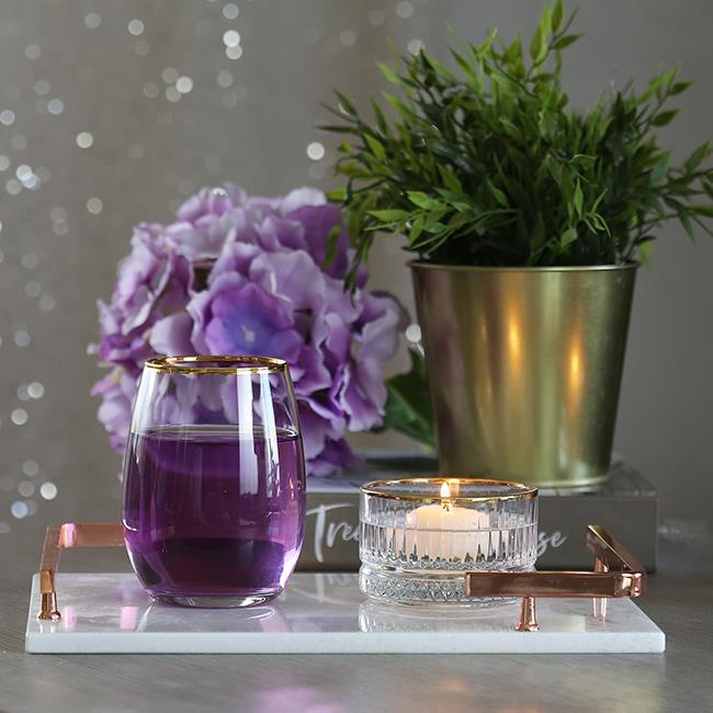 Akayev Mermer Beyaz Rose Gold L Dizayn 30x20 cm Tepsi