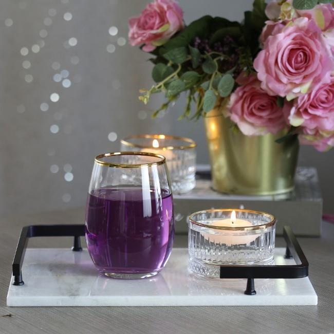 Akayev Mermer Beyaz Siyah L Dizayn 30x20 cm Tepsi