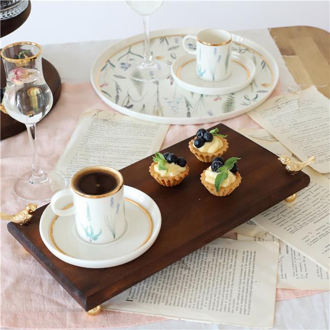 Akayev Ahşap 30x14 Cm Altın Ayaklı Kuş Sunum Tabağı