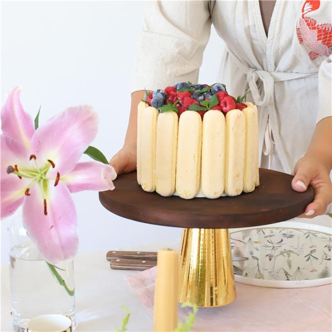 Akayev Ahşap 28 Cm Altın Konik Ayaklı Sunumluk