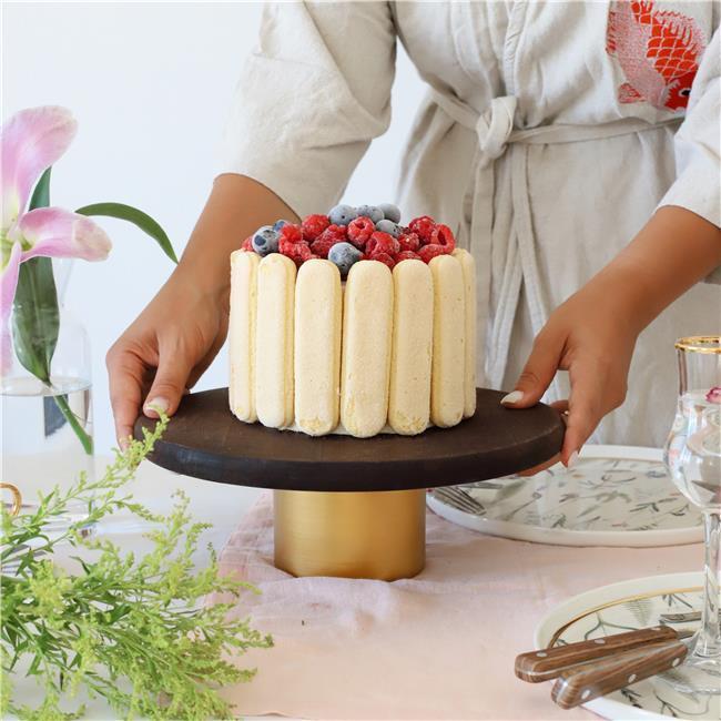 Akayev Ahşap 28 Cm Metal Ayaklı Sunum Tabağı