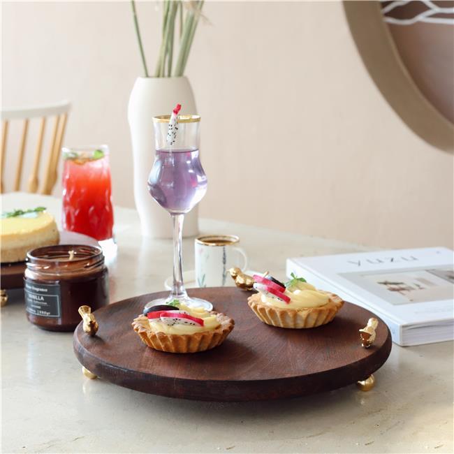 Akayev Ahşap 28 Cm Altın Ayak Kuş Sunum Tabağı
