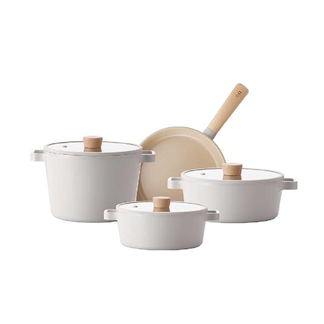 Neoflam Fika Bej 7 Parça Döküm Tencere Tava Seti