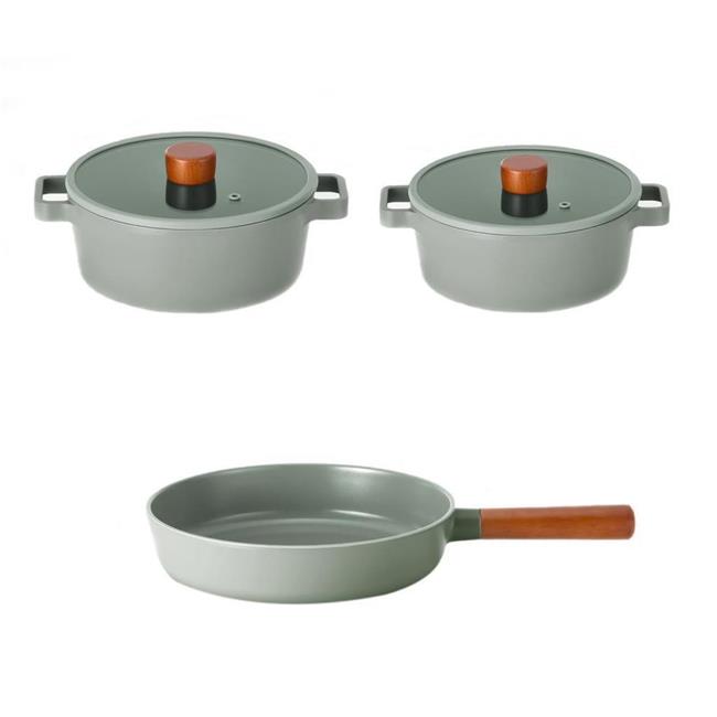 Neoflam Fika Gri 5 Parça Döküm Tencere ve Tava Seti