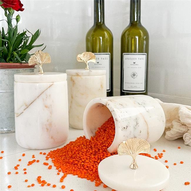 Akayev Mermer Beyaz Ginkgo 3'lü Baharatlık