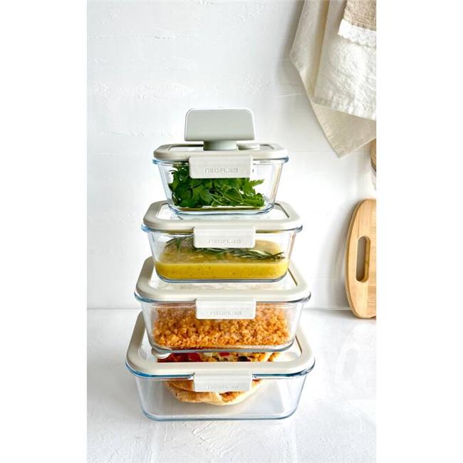 Neoflam Fika Glace Vakumlu Cam Saklama Kabı Seti Bej 5 Parça