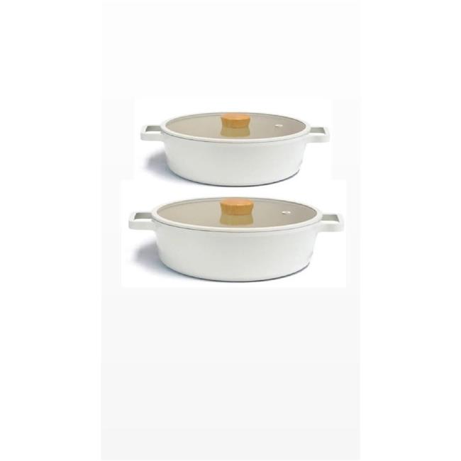 Neoflam Fika Bej Alüminyum Döküm 2 li Sığ Pilav Karnıyarık Tencere Seti 30 cm ve 26 cm