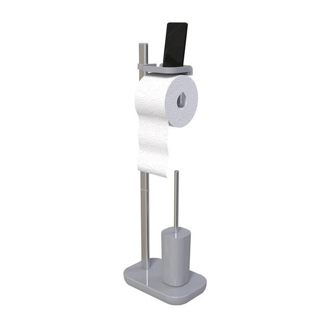 Primanova Suı Ayaklı Tuvalet Kağıtlık Tuvalet Fırçalı Gri