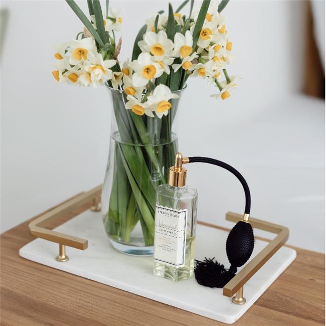 Akayev Mermer Beyaz Mat Altın L Dizayn 30x20 cm Tepsi