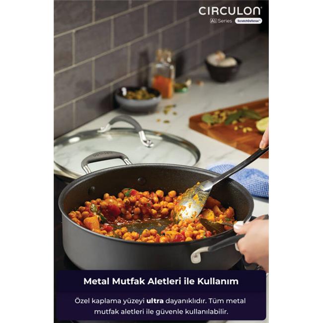Circulon Cam Kapaklı Sığ Tencere 28 CM