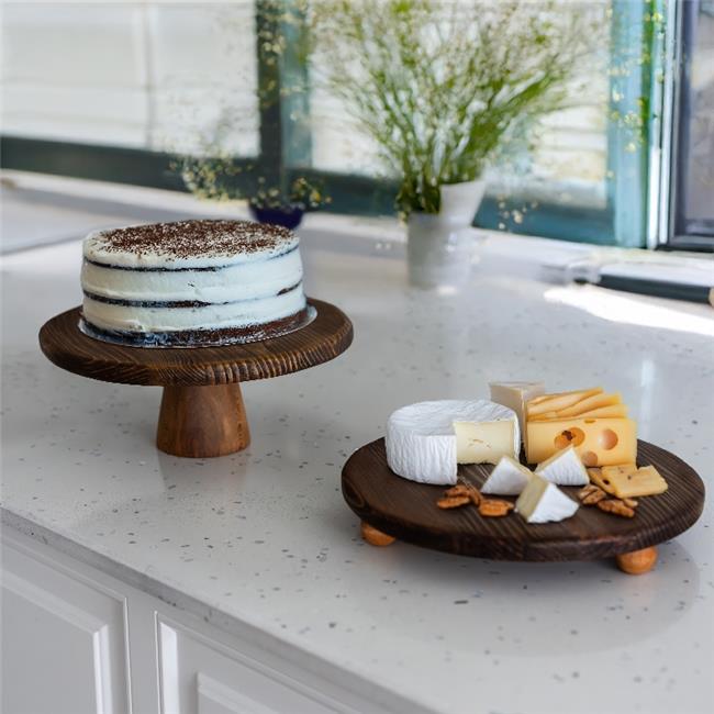 Akayev Ahşap 2'li Yuvarlak Sunum Tabak Seti