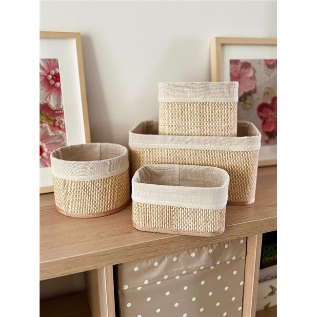 Akayev Beige Hasır 4Lü Sepet