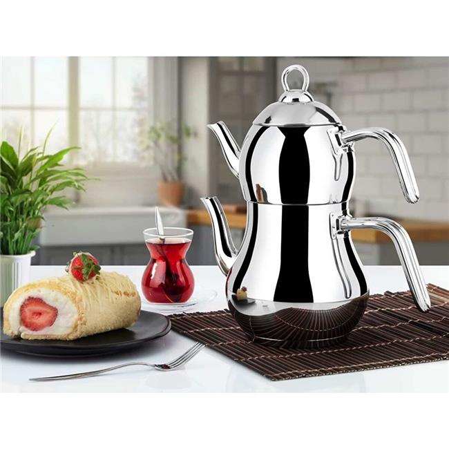 Lines Şahmeran Paslanmaz Çelik Çaydanlık Metal Kulp Mini Boy