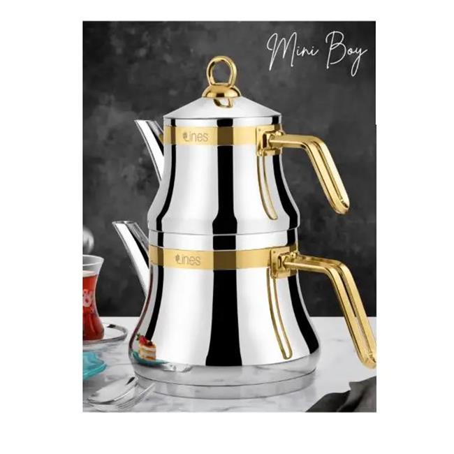 Lines Naz Mini Boy Altın Kemerli Kulplu Paslanmaz Çelik Çaydanlık 18/10