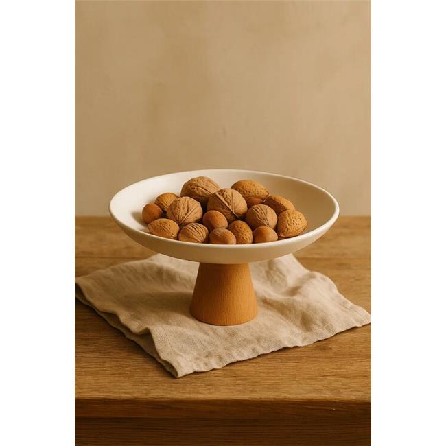 Akayev Porselen Ahşap Ayaklı 25 Cm Sunumluk Meyvelik