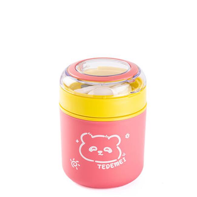 Tantitoni Tedemeı Pembe Sarı Paslanmaz Çelik Yuvarlak Yemek Taşıma Kabı 530ml