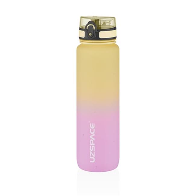 Uzspace 1000ml Büyük Boy Çift Renk Softtouch Ff Collection Tritan Su Matarası Sarı-Pembe