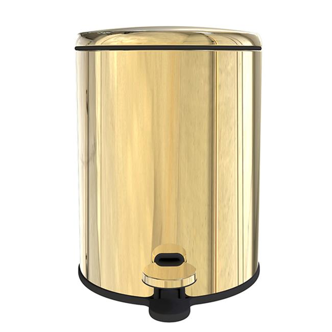 Primanova Cigo Metal Pedallı Çöp Kovası 6 LT - Gold İç Kısım Siyah