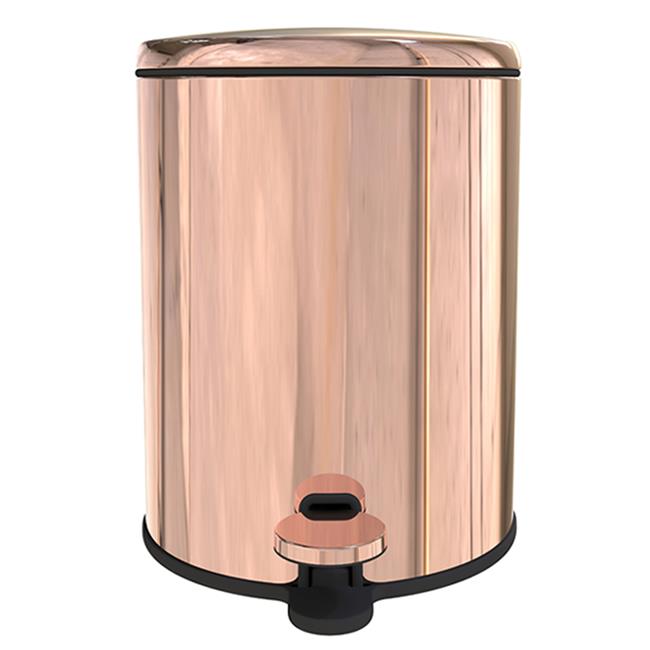Primanova Cigo Metal Pedallı Çöp Kovası 6 LT - Rose Gold İç Kısım Siyah