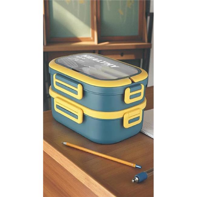 Akayev 1650ml İki Katlı 4 Bölmeli Çelik Yemek Kabı Mavi