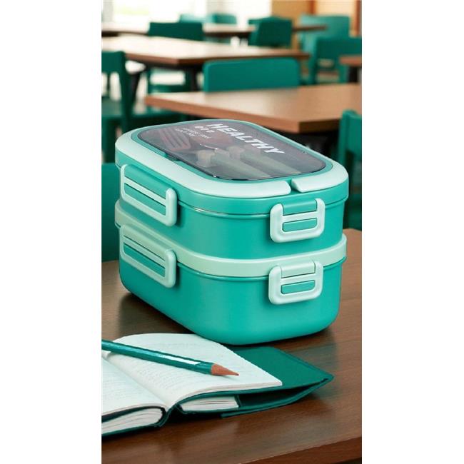 Akayev 1650ml İki Katlı 4 Bölmeli Çelik Yemek Kabı Yeşil