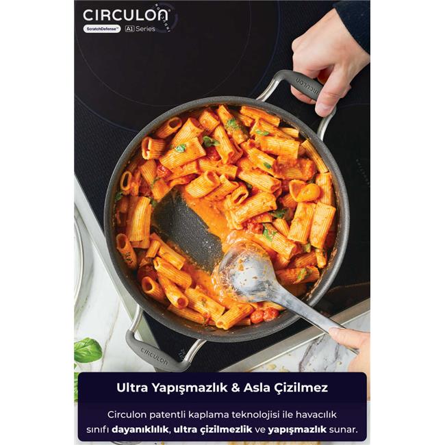 Circulon 24 CM Cam Kapaklı Sığ Tencere