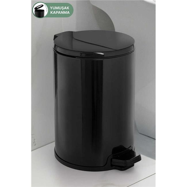 Primanova Cigo Siyah Pedallı Banyo Mutfak Ofis Çöp Kovası 12 Lt