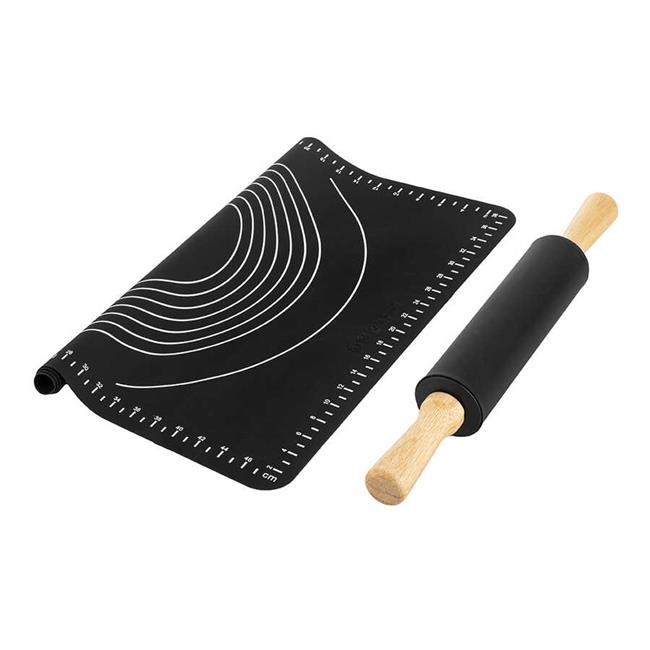 Tantitoni Füme 2Li Silikon Hamur Açma Matı Ve Merdane Seti