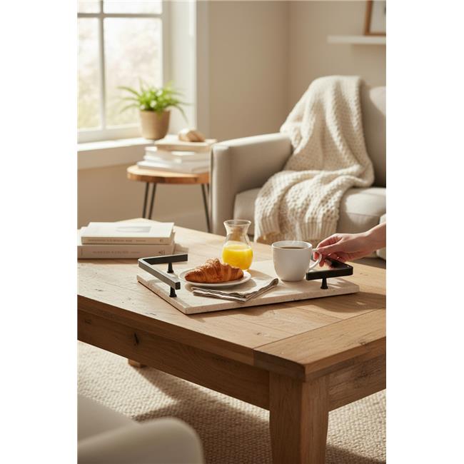 Akayev Traverten Siyah L Dizayn 30x20 cm Tepsi