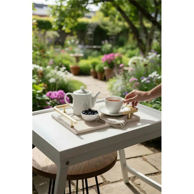 Akayev Traverten Mat Altın L Dizayn 30x20 cm Tepsi