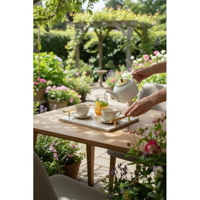 Akayev Traverten Altın Florya 30x20 cm Tepsi